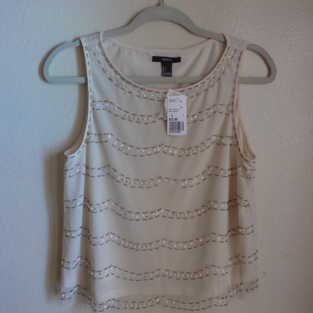 Forever 21 Knit sleeveless beaded top